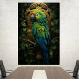 Customized Gift - Beautiful Parrot in Green Dark Background Canvas