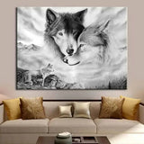 panel set wall art - Black White Wolf Animal Canvas