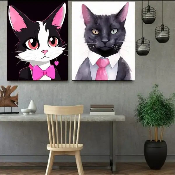 panel set wall art - Boss Cats Canvas