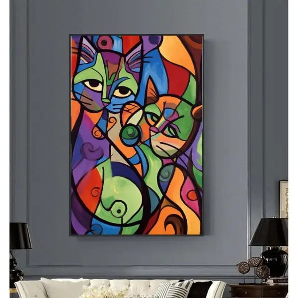 Customized Gift - Cats Abstract Colorful Canvas