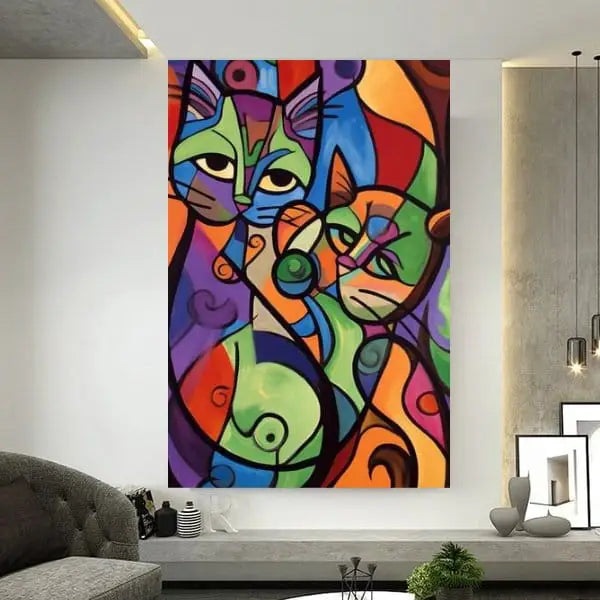 Customized Gift - Cats Abstract Colorful Canvas