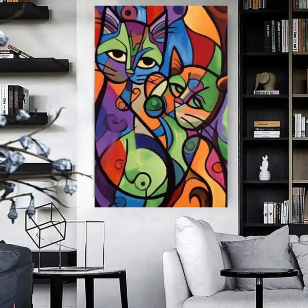 Customized Gift - Cats Abstract Colorful Canvas