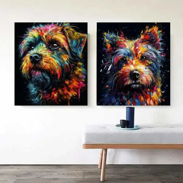 panel set wall art - French Retrievers Canvas