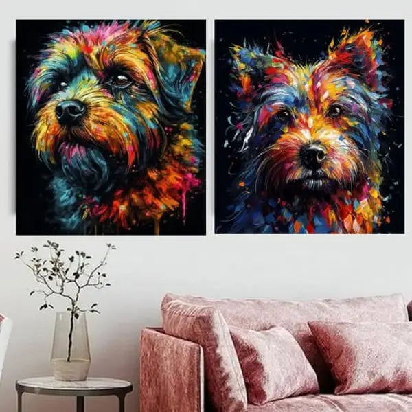 panel set wall art - French Retrievers Canvas