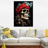 Customized Gift - Skull of a Pagan Pirate Smoking Cigarette Graffiti Canvas