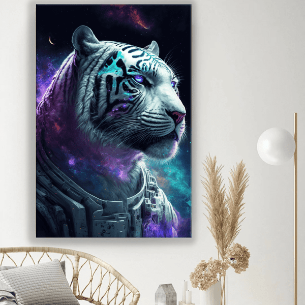 animals canvas wall art - White Tiger spaceman